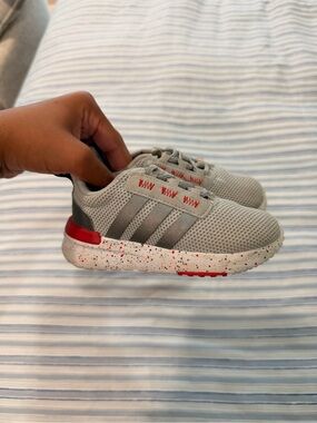 adidas Grey and Red Kids Sneaker